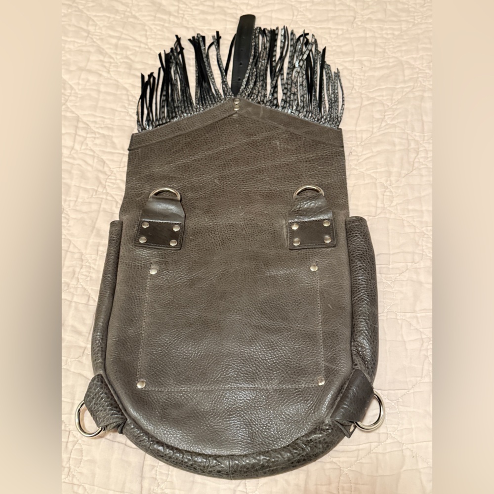 Bird Trouble Sarah J Convertible Leather Backpack Crossbody Handmade Fringe Boho - Picture 3 of 7